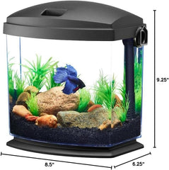 Aqueon BettaBow with Quick Clean Technology Aquarium Kit, Black Black 1 Gallon