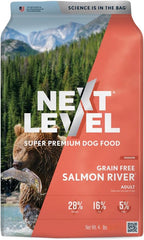 Next Level Super Premium Dog Food – Grain Free Salmon River – Dry Kibble for Dogs at All Life Stages of All Breeds – 28% Protein, Fish and Sweet Potato, Gluten Free Grains