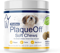 ProDen PlaqueOff Soft Chews with Organic Kelp - for Small & Medium Breed Dogs & Cats - Supports Normal, Healthy Teeth, Gums, and Breath Odor in Dogs & Cats
