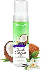 TropiClean Warm Vanilla Waterless Facial Cleanser for Dogs | Dog Foam Face Wash | Dog Face Wash Derived from Natural Ingredients | Cat Friendly | 7.4 oz