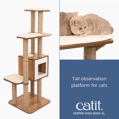 Catit Vesper High Base Extra Large Cat Tree, Cat Furniture, 52060, Walnut