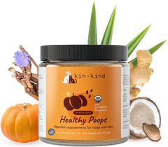 kin+kind Organic Pumpkin Powder for Dogs & Cats for Healthy Poop - Made in USA - Natural Pumpkin Powder Formula w/Flax Seed, Ginger, Turmeric & Coconut - Nutritional Supplement