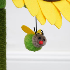 PetPals 26" Tall Double Sunflower Style Cat Scratcher with Angled Jute Scratching Pads and Post with a Toy Bee (Yellow-Sunflower)