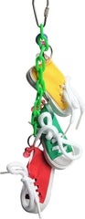 A&E Cage Company Happy Beaks Toy Sneakers on a Line