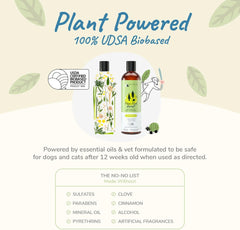 kin+kind Flea and Tick Shampoo for Dogs & Cats Vet Formulated - Plant Powered, Safe and Effective Dog and Cat Shampoo - Lemongrass Scent - Prevent Fleas and Ticks - Made in USA