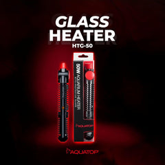 Aquatop Premier Glass Heater with Guard – Submersible for Fish Tanks Up to 13 Gallons – 68-93°F Adjustable Temp – Fresh & Saltwater Use