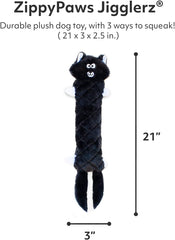 ZippyPaws - Jigglerz Tough No Stuffing Squeaky Plush Dog Toy with Crinkle Head and Tail - Skunk