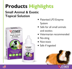 Zymox Small Animal & Exotic Topical Solution, 1.25 oz. – Supports Healthy Skin & Ears for Dog, Cat, Rabbit, Guinea Pig, Ferret, Hamster, Chinchilla, Monkey