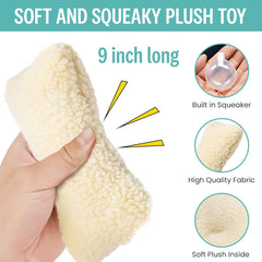 SPOT 9in Vermont Style Fleece Bone Dog Toy – Soft Comfort Plushie for Medium Dogs & Puppies – Built-in Squeaker – No Plastic Parts – Safe for Light Chewers – Cuddly & Calming Pet Toy