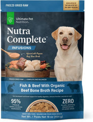 ULTIMATE PET NUTRITION Nutra Complete Bone Broth Infusions, 100% Freeze Dried Raw Veterinarian Formulated Dog Food with Antioxidants Prebiotics and Amino Acids