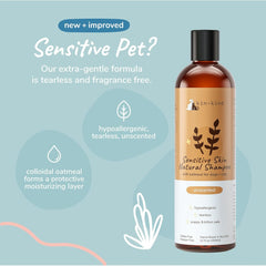 Oatmeal Shampoo for Dogs and Cats by kin+kind - Cat & Dog Shampoo for Sensitive Skin with Colloidal Oatmeal - Safe, Natural Formula with Olive Oil and Coconut Oil