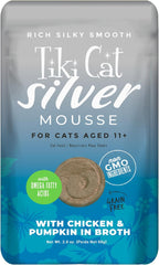 TIki Cat Silver Mousse, With Chicken & Pumpkin In Broth, Silky Smooth Nutrient Rich Formulated for Older Cats Aged 11+