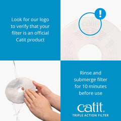 Catit Triple Action Replacement Original Water Fountain Filters – Official Replacement Filters for Catit Cat Drinking Water Fountains