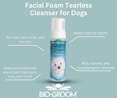Bio-Groom Facial Cleanser – Dog Face Wash, Unscented, No Rinse, Dry Shampoo for Dogs, Tear Stain Remover, Cruelty-Free, Made in USA, Waterless Dog Shampoo – 8 fl oz 1-Pack