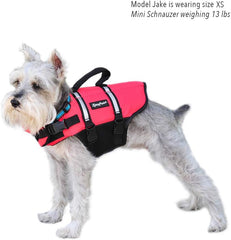 ZippyPaws Adventure Dog Life Jacket - Dog Life Vest for Swimming & Boating, Fits Small Pets, Lightweight Dog Flotation Device for Water Safety, Padded Handle, Adjustable Fit, 33-40" - X-Large, Red