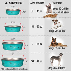 Loving Pets Bella Dog Bowls- Stainless Steel Dog & Cat Bowls - Spill Proof Dog Food Bowl, Cat Bowl, Puppy Essentials & Pet Supplies Great for Home & Travel