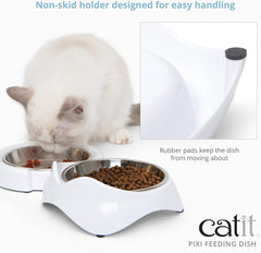 Catit PIXI Feeding Dish, Whisker Stress Free Food & Water Cat Bowl