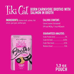 Tiki Cat Born Carnivore Broths, Salmon Recipe, Hydration and Flavor Supplement Cat Food Topper