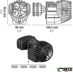 SICCE XSTREAM 5000 Wave Maker Flow Pump 1320 GPH | 360° Adjustable Quiet Submersible Magnetic Powerhead for Saltwater & Freshwater Tanks, Aquarium Water Circulation Pump up to 130 Gallons