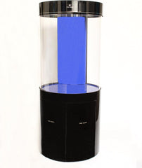Acrylic Aquarium Combo with Canopy & Stand. Built in Sump Filtration, for Freshwater or Saltwater Aquarium Use. Modern & Lightweight Cylinder Fish Tank. (Black) (LS-Y600 BLK)