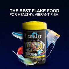Cobalt Aquatics Premium Tropical with Blue Flakes Fish Food - Ideal for Fish Aquariums & Tanks, Enhances Fish Health, Digestion & Colors