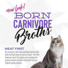 Tiki Cat Born Carnivore Broths, Duck & Chicken Recipe, Hydration and Flavor Supplement Cat Food Topper