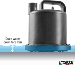 SICCE Ultra Zero 793 GPH Multi-Purpose Water Pump | Garden Hose Connection Portable Handle | Ultra Quiet Durable Aquarium Fish Tank Fountain Pond Hydroponics Terrarium Black | Freshwater & Saltwater