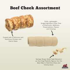 Redbarn All-Natural Beef Cheek Rolls for Dogs, These Grain-Free Cow Cheeks are Naturally Rich in Collagen(Original)