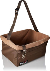 Solvit Product PetSafe Happy Ride Booster Seat - Dog Booster Seat for Cars, Trucks and SUVs - Easy to Adjust Strap - Durable Fleece Liner is Machine Washable and Easy to Clean - Medium, Brown