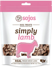 Sojos Natural Pet Food Simply Lamb Dog Treats, 4 Ounces Each, 100 Percent Raw Freeze-Dried Meat