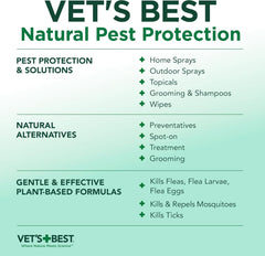 HERO PET  Vet's Best Natural Flea and Tick Spray for Dogs – Plant-Based Flea Repellent with Certified Essential Oils – Natural Pest Control and Prevention – Non-Toxic Formula for Home Use – 8 oz Bottle