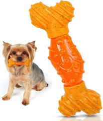SPOT Bam-Bones Dental Bone - Made with Bamboo Fiber and a Massaging Rubber Center, Durable Oral Care Dog Chew for Light Chewers & Teething Puppies Under 25lbs, Allergen Free Peanut Butter Flavor