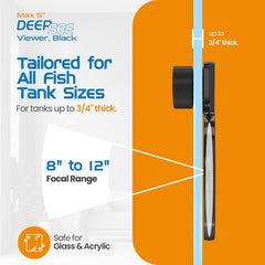 Flipper Cleaner FL!PPER Flipper DeepSee Viewer MAX 5" Black - Coral and Fish Magnifier for Reef Tank and Freshwater Aquarium Photography and Videography - Magnetic Magnifying Glass