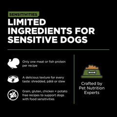 GO! DOG SENSITIVITIES LIMITED INGREDIENT GRAIN FREE SHREDDED TURKEY 12.5OZ, 12 PACK