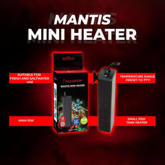 Aquatop Mantis Mini Aquarium Heater – Fully Submersible for Nano Tanks Up to 3 Gallons, Preset 77°F Thermostat, Heat-Resistant Design