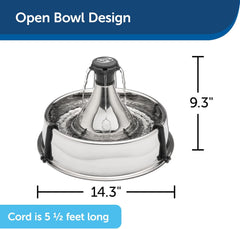 Drinkwell - PetSafe Drinkwell Stainless Steel 360 Multiple Pet Fountain - Scratch and Rust Resistant Automatic Water Dispenser for Cats or Dogs - Adjustable Flow Control - 128 Ounce (3.8 Liter) - Filters Included