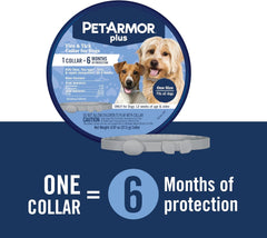 PetArmor Plus Flea & Tick Collar for Dogs, Kills Fleas & Ticks, Long Lasting Protection for 6 Months, Water Resistant, One Size Fits All, 1 Collar