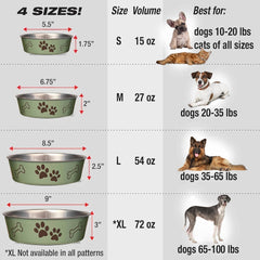 Loving Pets Bella Dog Bowls- Stainless Steel Dog & Cat Bowls - Spill Proof Dog Food Bowl, Cat Bowl, Puppy Essentials & Pet Supplies Great for Home & Travel