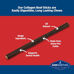 Barkworthies Plain Collagen Sticks - 12 Inch 6 Count (Pack of 1) - Long-Lasting, Single Ingredient