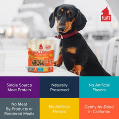 PLATO Small Bites Dog Treats, Natural Bite Sized Real Meat & Chicken Flavor, Grain Free & High in Protein, Air Dried Authentic Ingredients, 2 Calories Per Treat, Made in the USA
