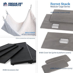 Prevue Pet Products Ferret Stack Three Story Ferret Home with Portable Stand, Escape Proof Lock, Hammock, Ramps, Expandable Add-On Cage Stacking System