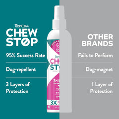 TropiClean No Chew Spray for Dogs, Better Than Bitter Apple Spray, Safe & Natural Chew + Lick Deterrent, Protect Home 8 oz