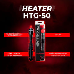 Aquatop Premier Glass Heater with Guard – Submersible for Fish Tanks Up to 13 Gallons – 68-93°F Adjustable Temp – Fresh & Saltwater Use