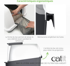 Catit Large Hooded Grey Litter Box with Airsift Filter System
