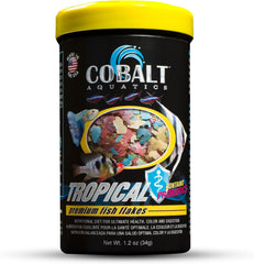 Cobalt Aquatics Premium Tropical with Blue Flakes Fish Food - Ideal for Fish Aquariums & Tanks, Enhances Fish Health, Digestion & Colors