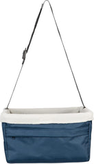 Solvit Product PetSafe Happy Ride Booster Seat – Raised Dog Travel Seat – Installs on Car Seats with a Headrest – Safety Tether – Machine Washable – Folds Flat for Storage, Navy