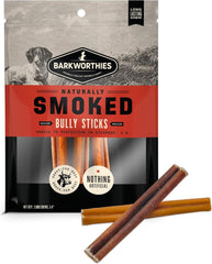 Barkworthies USA Hickory Smoked Bully Sticks - 6 Inch 3 Count (Pack of 1) - All-Natural, Smoky Aroma, Great for Large Breeds