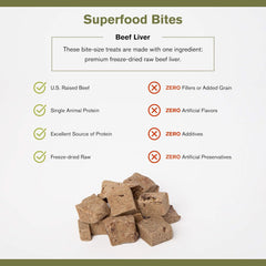 Superfood Bite, Freeze-Dried Raw Dog Treats - Protein Rich, Train & Reward, Traceable Single Ingredient by Katherine Heigl (Beef Liver)