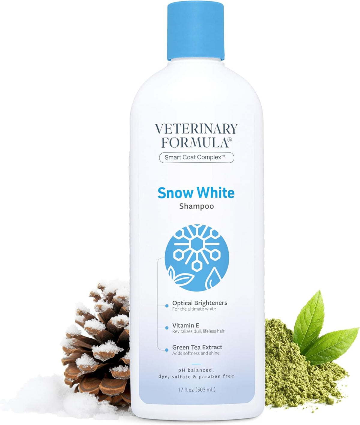 Veterinary Formula Smart Coat Complex Snow White Shampoo for Dogs and Cats – Gently Remove Stains and Yellowing Without Bleach or Peroxide – Cleans, Deodorizes, and Brightens White Coats