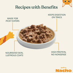 Made by Nacho Wet Cat Food, Cuts in Gravy, Limited Ingredients, Grass-Fed Grain Finished Beef Recipe with Bone Broth for Extra Hydration, (12) 3 oz. Pouches
